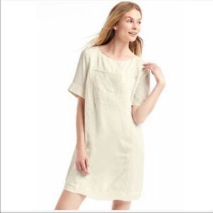 Gap Large Tall Embroidered Boatneck Sheath dress NEW Cream